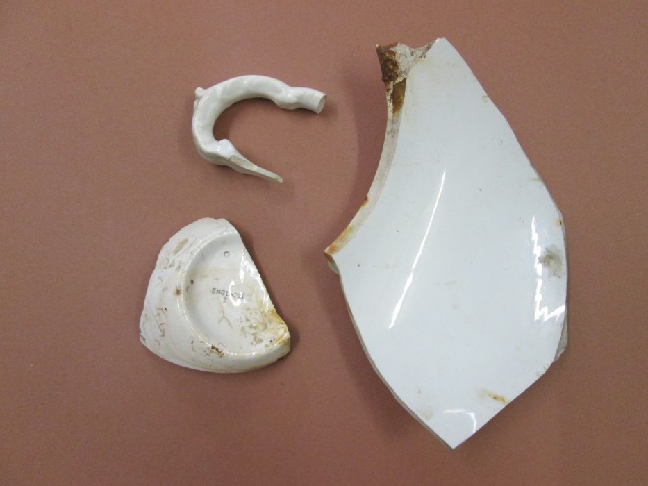 Porcelain fragments found in excavation
