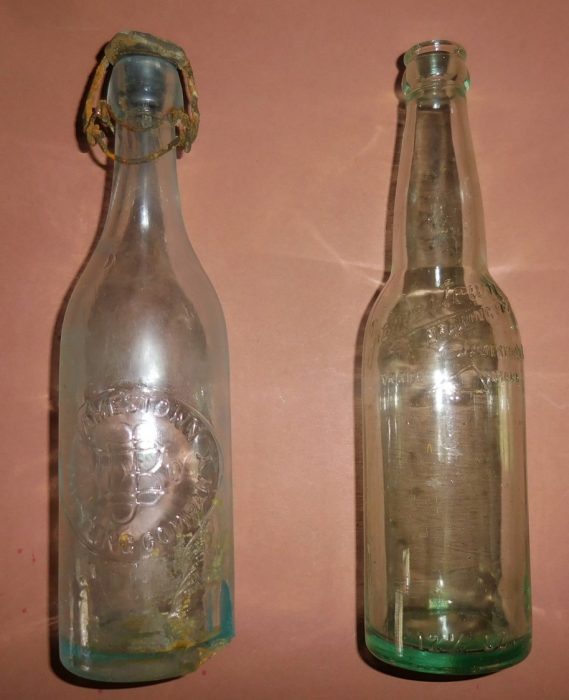 Bottles found in excavation.