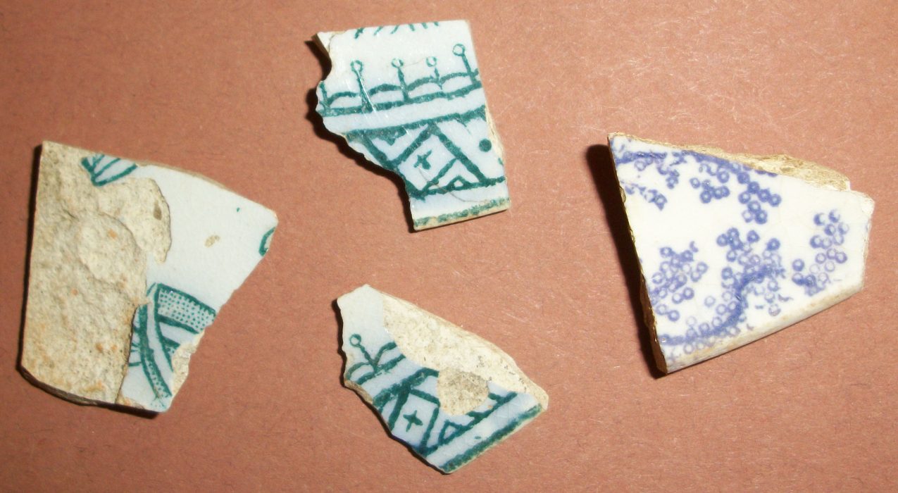 Fragments of ceramics found in Walnut Grove Excavations